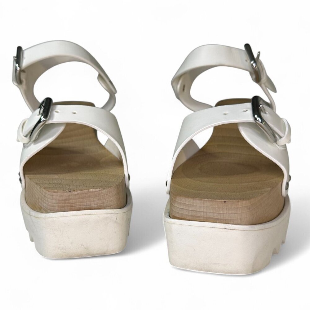 Stella McCartney Women's White Elyse Platform Wooden Sandal EU 38.5 - Picture 3 of 12